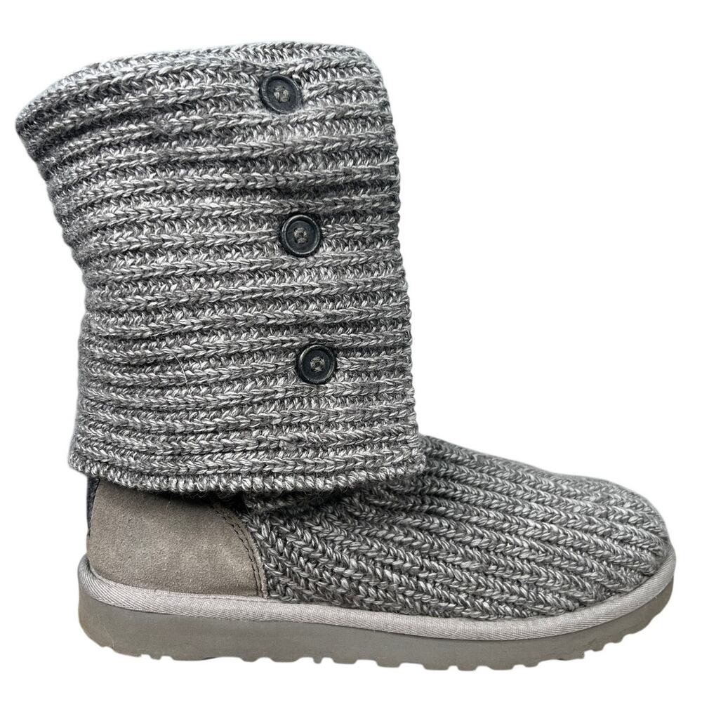 UGG Women’s Cardy Grey Knit Pull On Winter Boots Size 9
